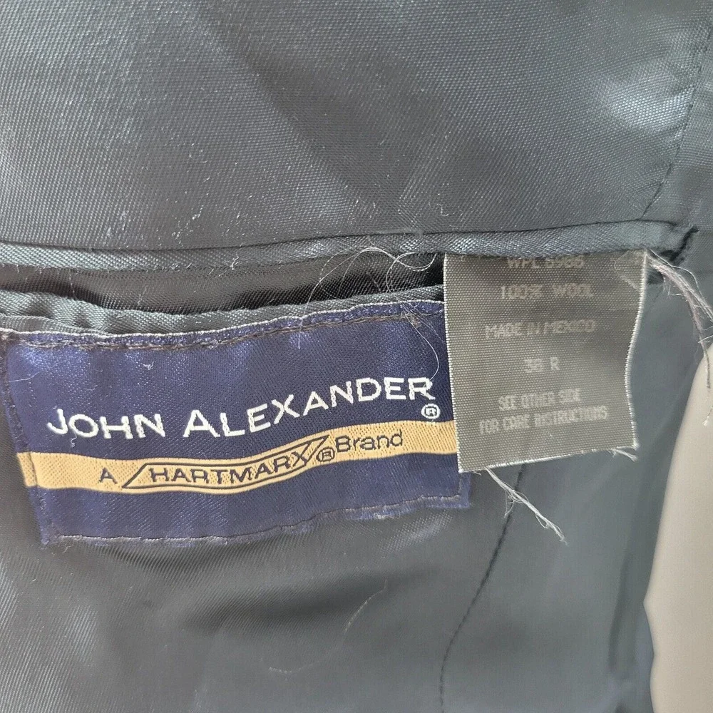 John Alexander Hart Marx Men's Tweed Sport Coat Blazer Two Button Navy Wool 38R‎